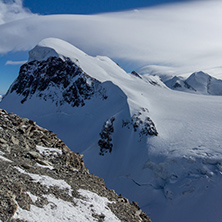 Winter Landscape of swiss Alps and mount Breithorn, Canton of Valais, Switzerland