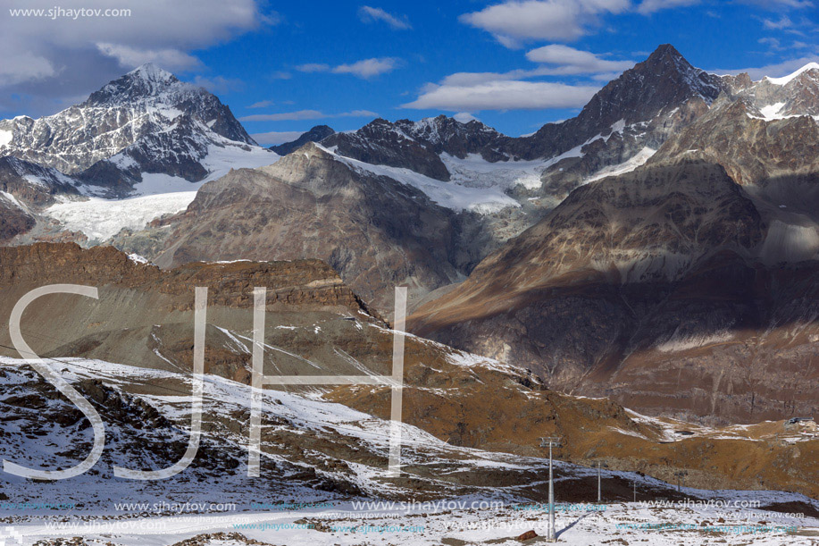 Amazing winter view of Swiss Alps, Canton of Valais, Switzerland
