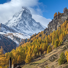 autumn panorama of Mount Matterhorn, Canton of Valais, Switzerland