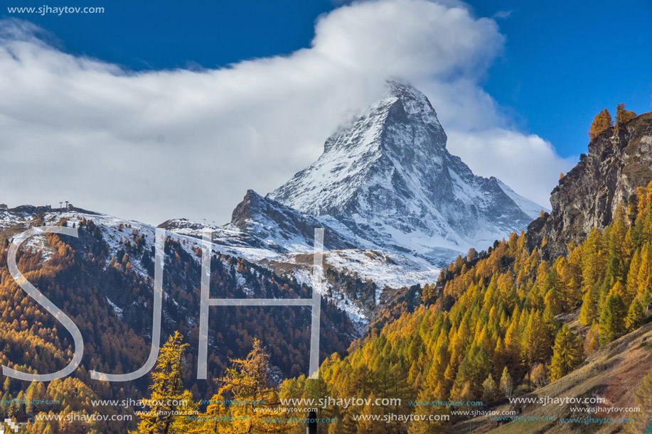 autumn Landscape of Mount Matterhorn, Canton of Valais, Switzerland