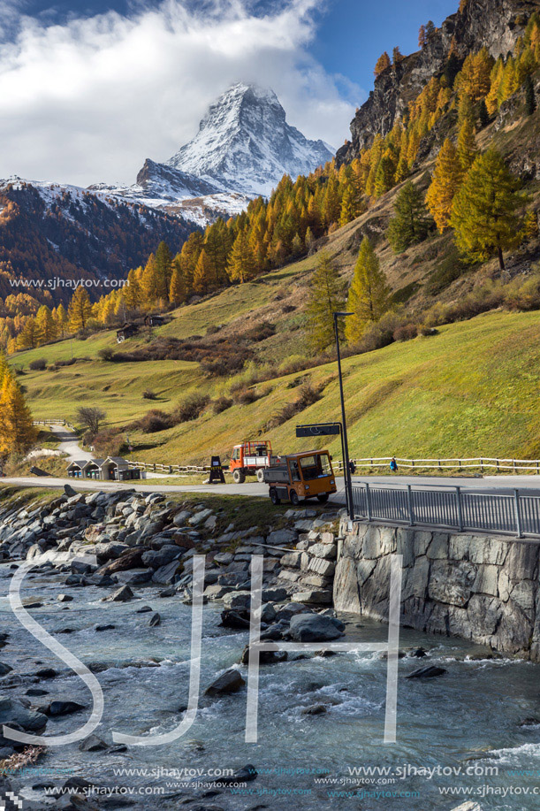 autumn Landscape of Mount Matterhorn, Canton of Valais, Switzerland