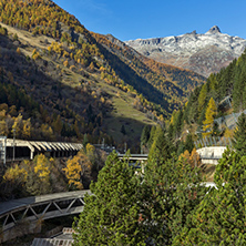 Amazing panorama of Alps and Lotschberg Tunnel under the mountain, Switzerland