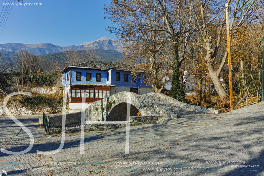 Old house and Stone bridge in Moushteni near Kavala, East Macedonia and Thrace, Greece