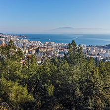 Panoramic view to city of Kavala, East Macedonia and Thrace, Greece