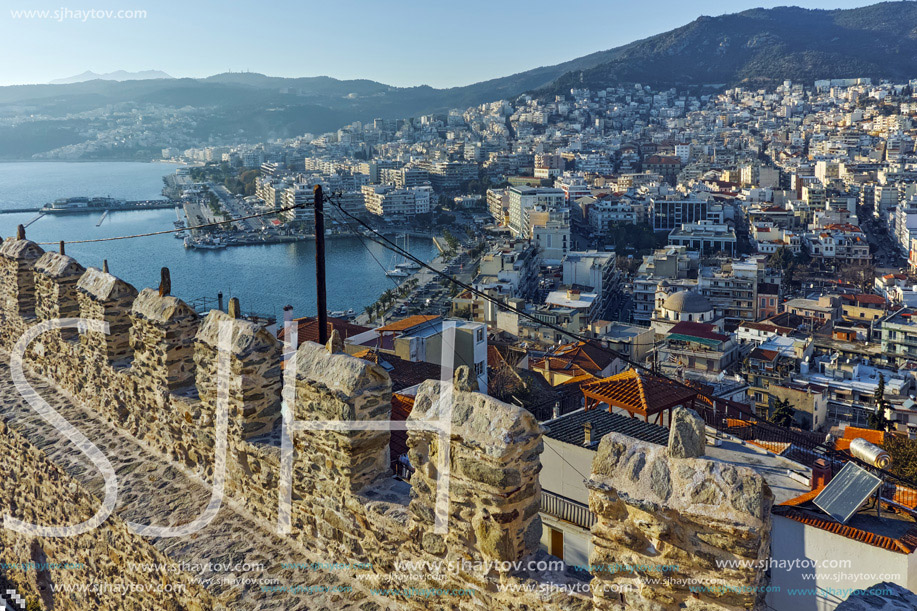 Ruins of fortress in Kavala, East Macedonia and Thrace, Greece