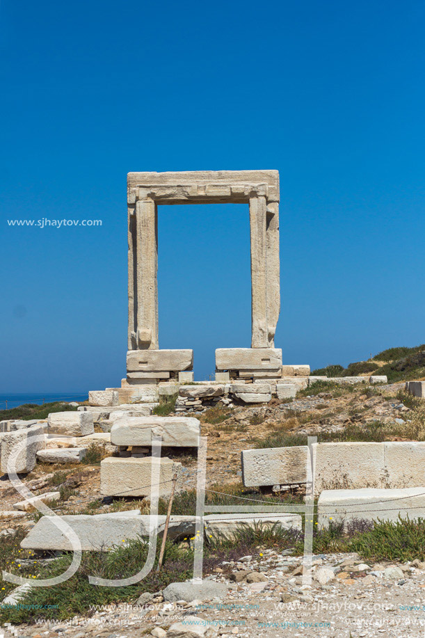 Landscape of Portara, Apollo Temple Entrance, Naxos Island, Cyclades, Greece