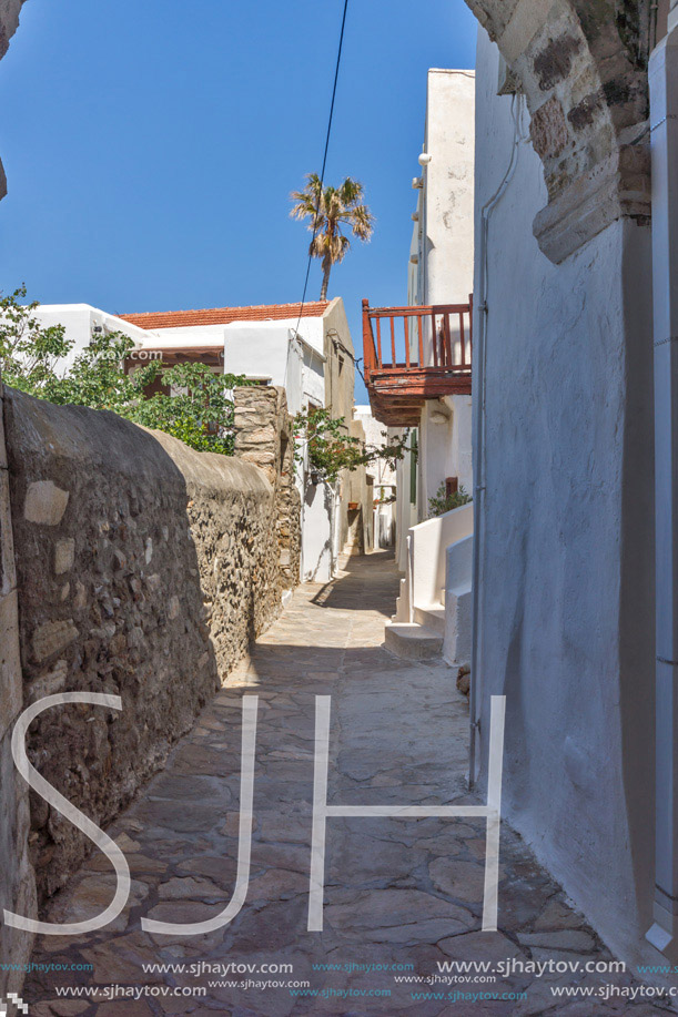 Street in the fortress in Chora town, Naxos Island, Cyclades, Greece