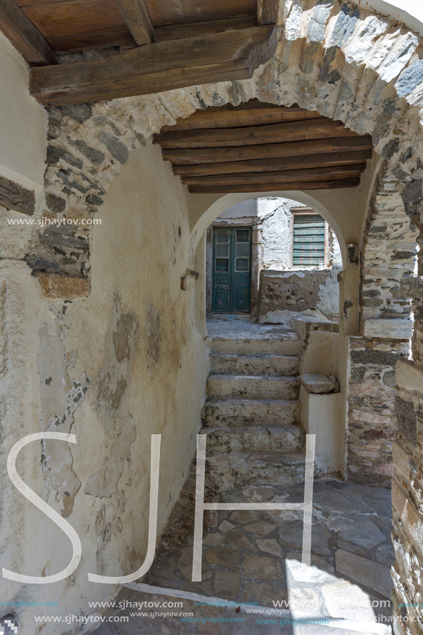 Tunnel under houses in Chora town, Naxos Island, Cyclades, Greece