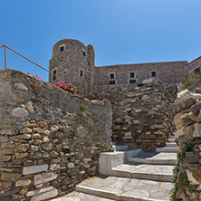 Amazing view of the fortress in Chora town, Naxos Island, Cyclades, Greece