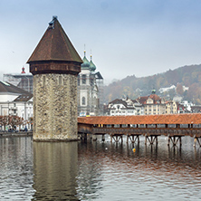 Chapel Bridge over Reuss River, Lucerne, Switzerland