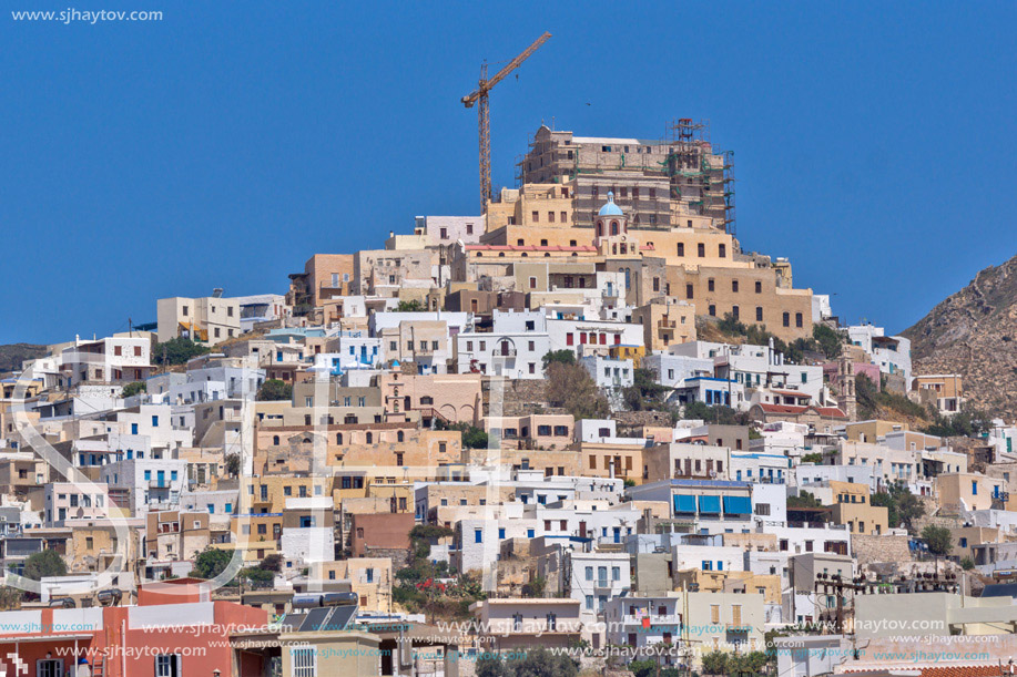 Amazing Panorama of Old town of Ermopoli, Syros, Cyclades Islands, Greece
