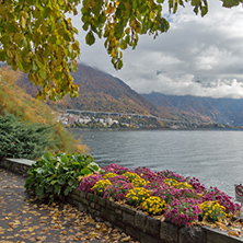 embankment of Montreux and Alps, canton of Vaud, Switzerland