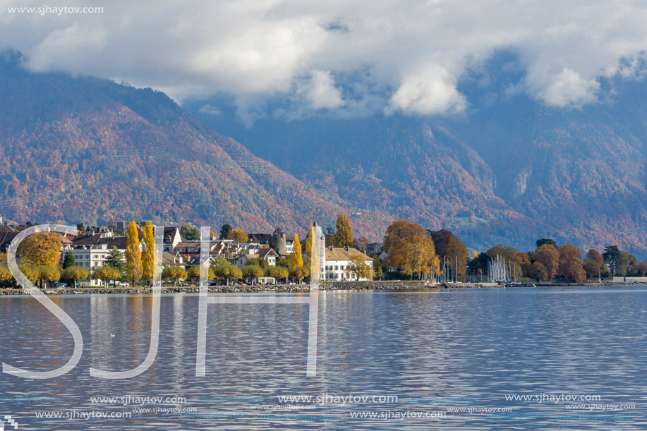 Panoramic view of Vevey, canton of Vaud, Switzerland