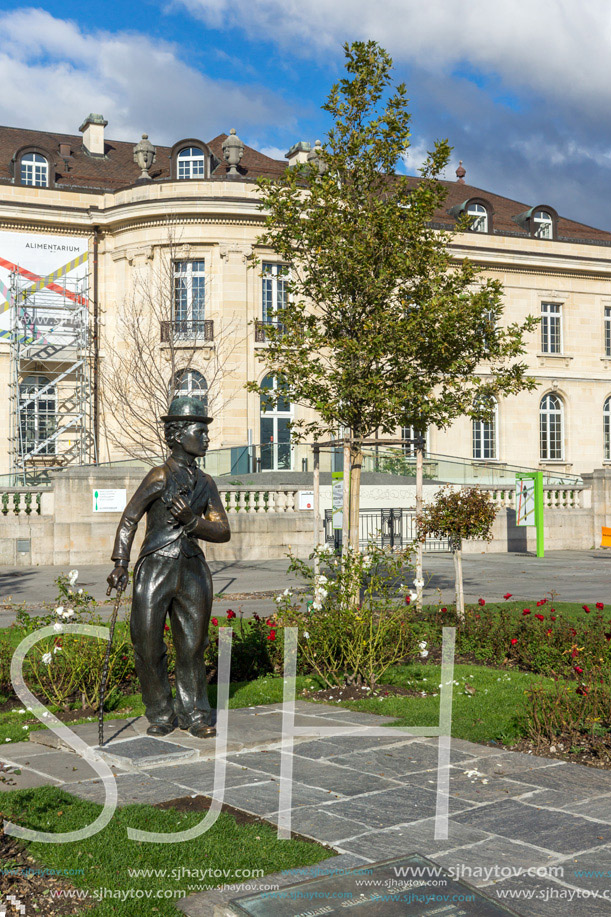 Charlie Chaplin monument in town of Vevey, canton of Vaud, Switzerland