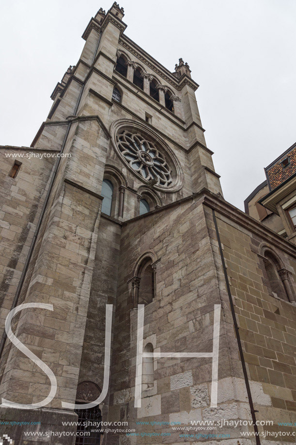 belfry of St. Pierre Cathedral in Geneva, Switzerland