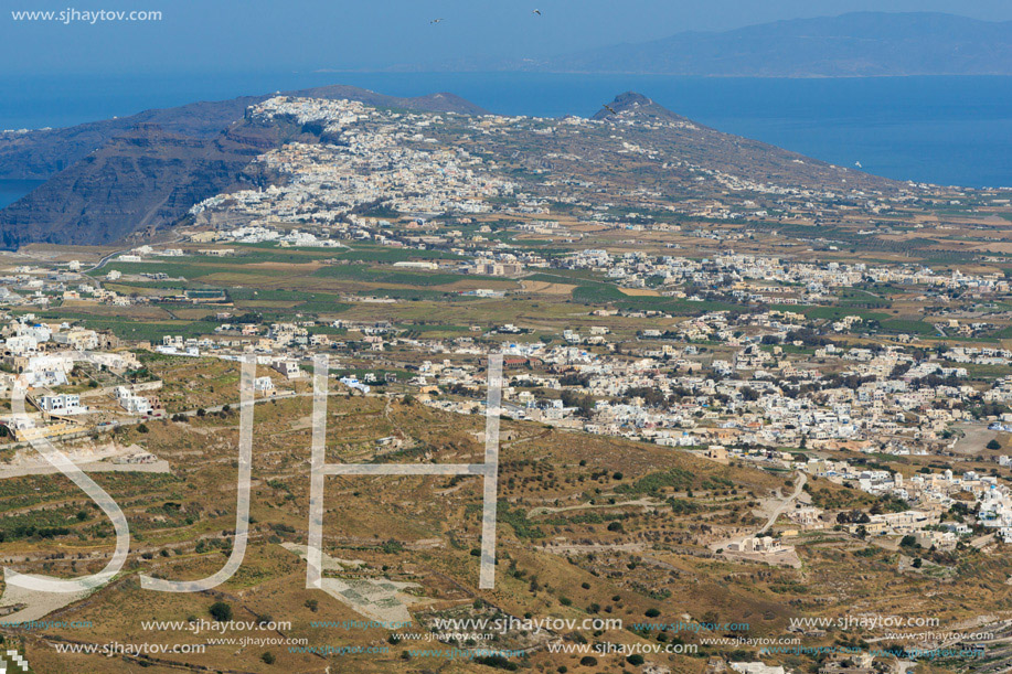 Panoramic view of Santorini island, Thira, Cyclades, Greece