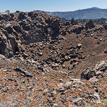 Chimney of volcano in Nea Kameni island near Santorini, Cyclades, Greece