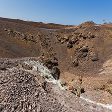 Panorama of volcano in Nea Kameni island near Santorini, Cyclades, Greece