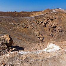 Amazing panorama of volcano in Nea Kameni island near Santorini, Cyclades, Greece