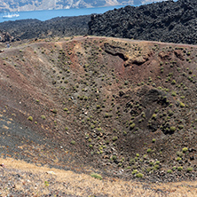 Chimney of volcano in Nea Kameni island near Santorini, Cyclades, Greece