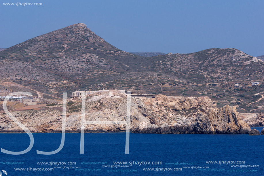 Panoramic view of Ios island in Aegean sea, Cyclades, Greece