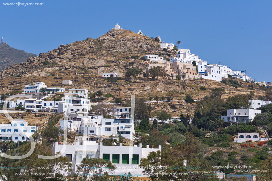 Amazing Panorama of Chora town in Ios Island, Cyclades, Greece