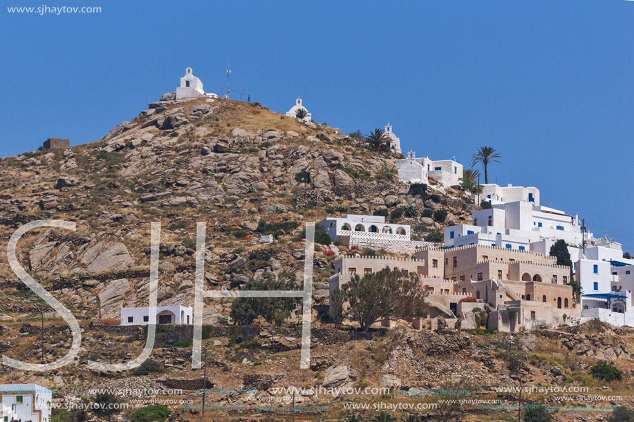 Panoramic view of Chora town in Ios Island, Cyclades, Greece