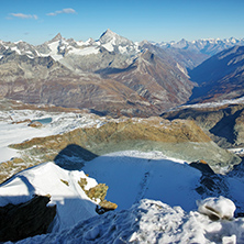 Amazing panorama from matterhorn glacier paradise to Zermatt, Alps, Switzerland