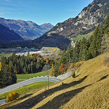 Amazing Panorama to road in Swiss Alps near Bluemlisalp peak, Switzerland