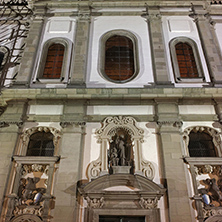 Night photo of Jesuit Church in Luzern, Canton of Lucerne, Switzerland