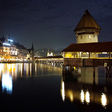 Amazing Night photos of Chapel Bridge in City of Lucern, Canton of Lucerne, Switzerland