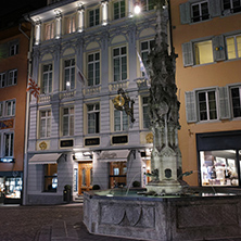 Night photos of old town of City of Lucern and Reuss River, Canton of Lucerne, Switzerland