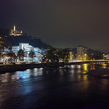 Panoramic Night photo of old town of City of Lucern and Reuss River, Canton of Lucerne, Switzerland