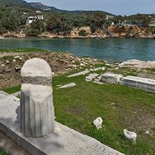 Ancient Column in Archaeological site of Aliki, Thassos island,  East Macedonia and Thrace, Greece
