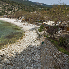 Panoramic view to village and beach of Aliki, Thassos island,  East Macedonia and Thrace, Greece