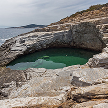 Panoramic view to Giola Natural Pool in Thassos island, East Macedonia and Thrace, Greece