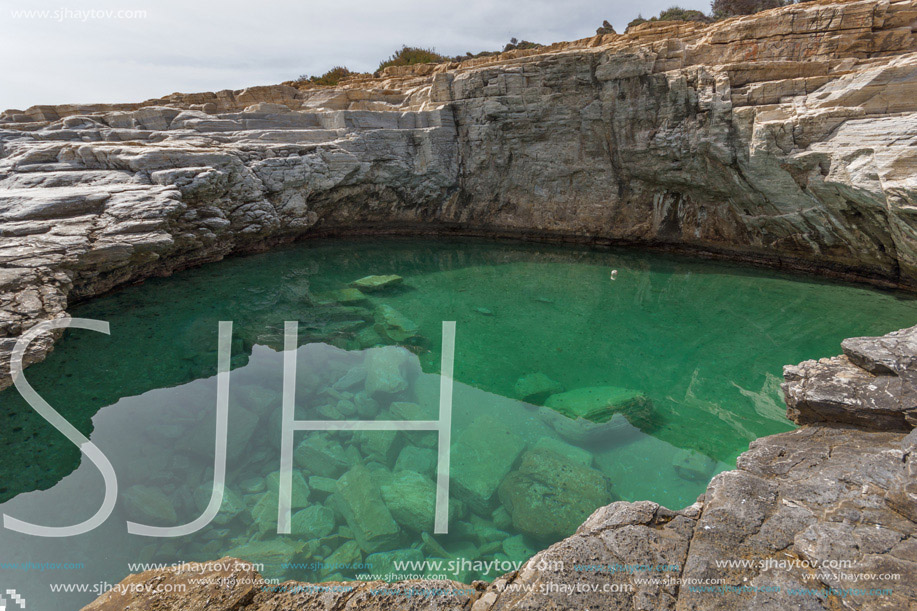 Clean waters of Giola Natural Pool in Thassos island, East Macedonia and Thrace, Greece