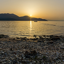 Amazing Sunset on the beach of Thassos town, East Macedonia and Thrace, Greece