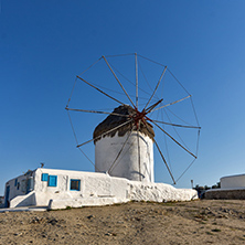 White windmill on the island of Mykonos, Cyclades, Greece