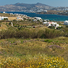 Amazing spring panorama of island of Mykonos, Cyclades, Greece