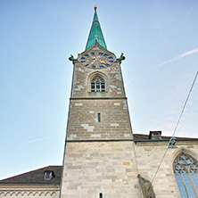 Bell Tower of Fraumunster Church, city of Zurich, Switzerland