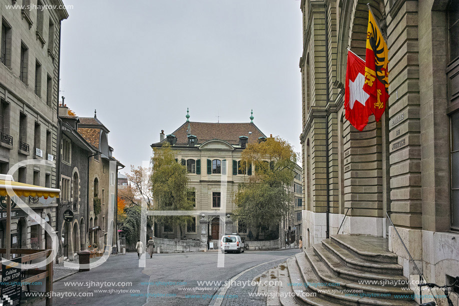 Cloudy day at Old town of city of Geneva, Switzerland