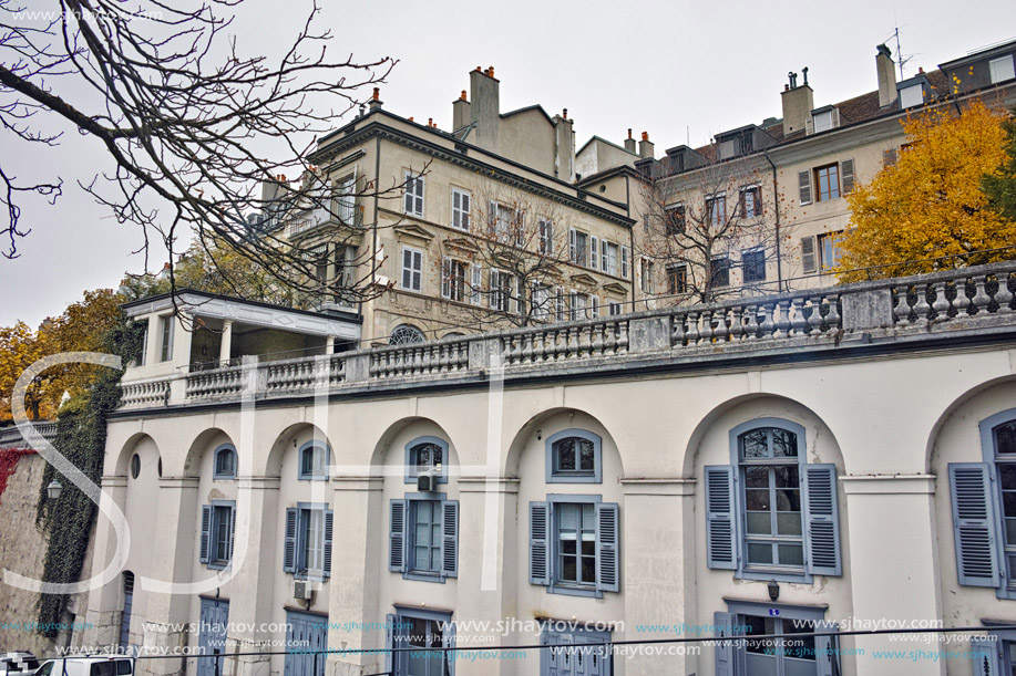 Cloudy day at Old town of city of Geneva, Switzerland