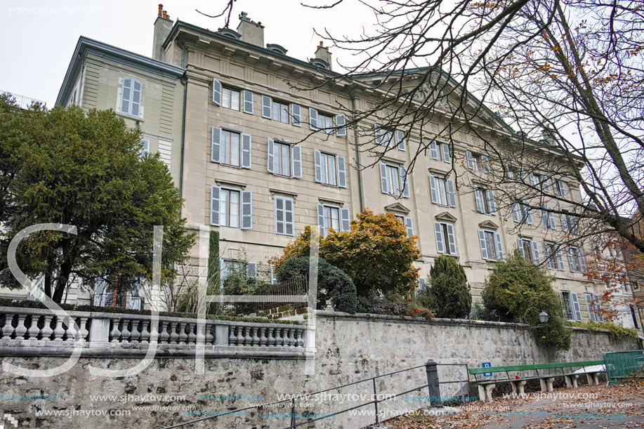 Cloudy day at Old town of city of Geneva, Switzerland