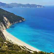 Panoramic View of beautiful Myrtos beach, Kefalonia, Ionian islands, Greece