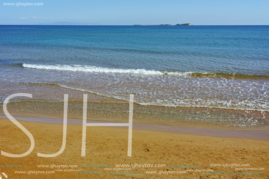 Panorama of Xi Beach,beach with red sand in Kefalonia, Ionian islands, Greece