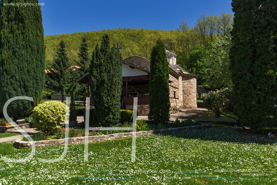 Spring landscape with Church of Temski monastery St. George, Pirot Region, Republic of Serbia