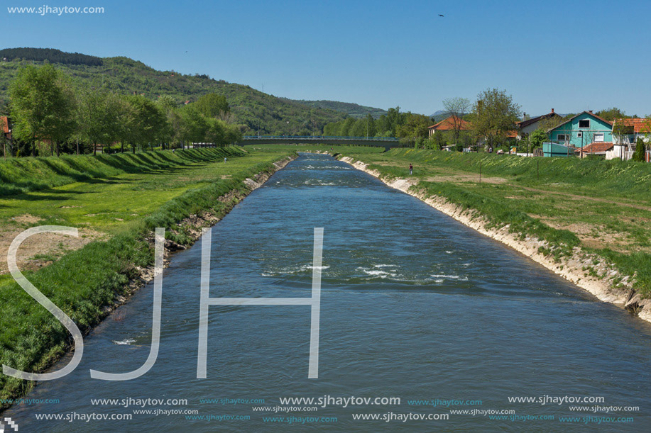 Amazing view of Nisava river passing through the town of Pirot, Republic of Serbia