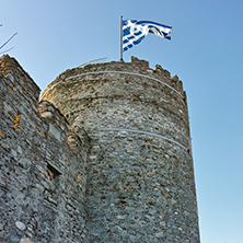 Tower of the Byzantine castle in Kavala, East Macedonia and Thrace, Greece