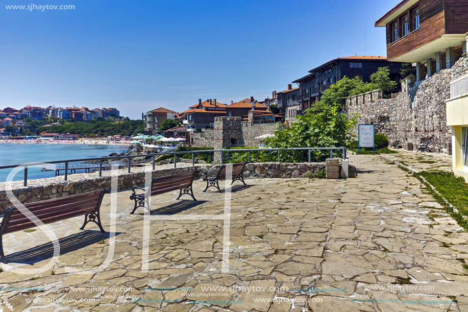 Panoramic view of Sozopol town and black sea, Burgas Region, Bulgaria